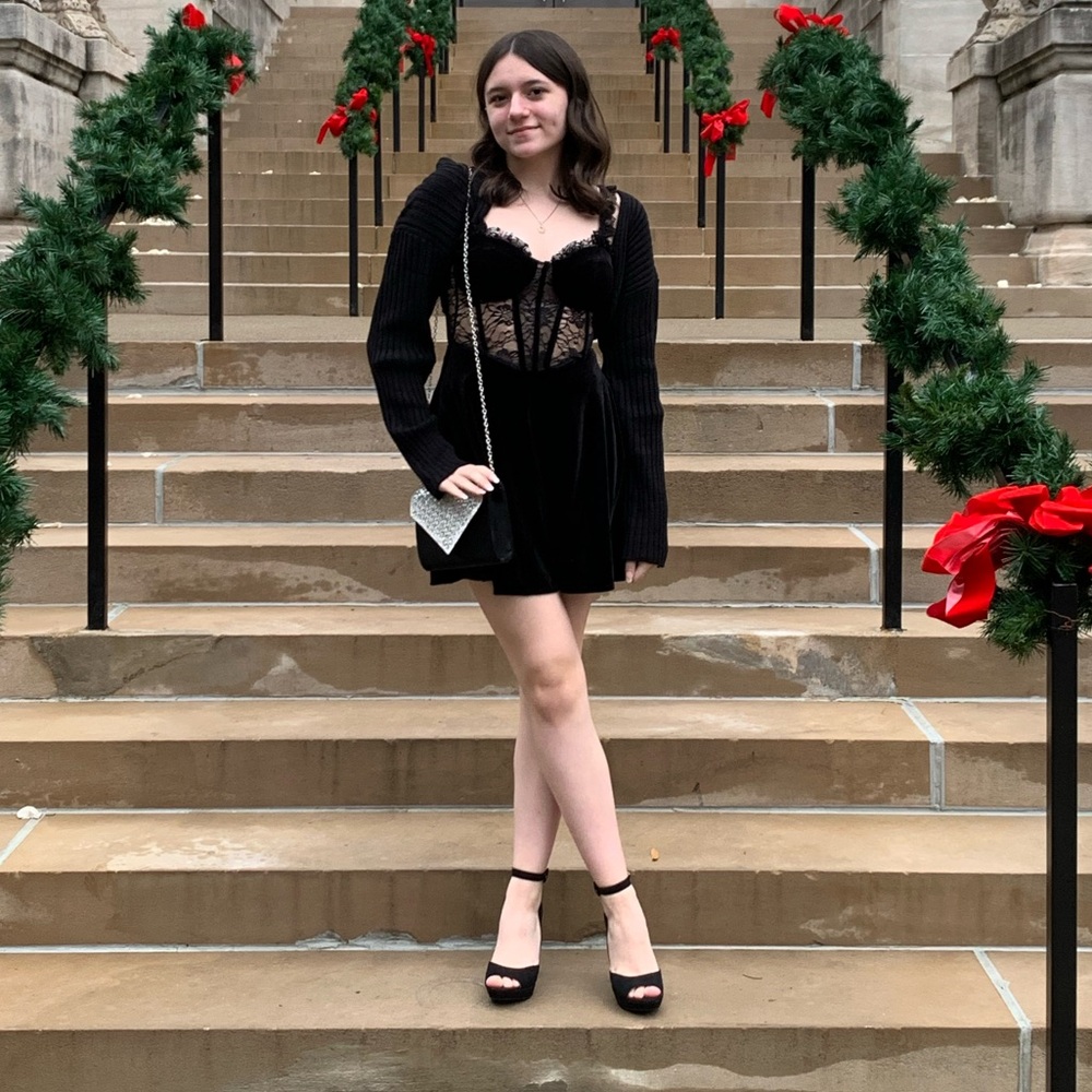 B Darlin Black Velvet Mini Dress